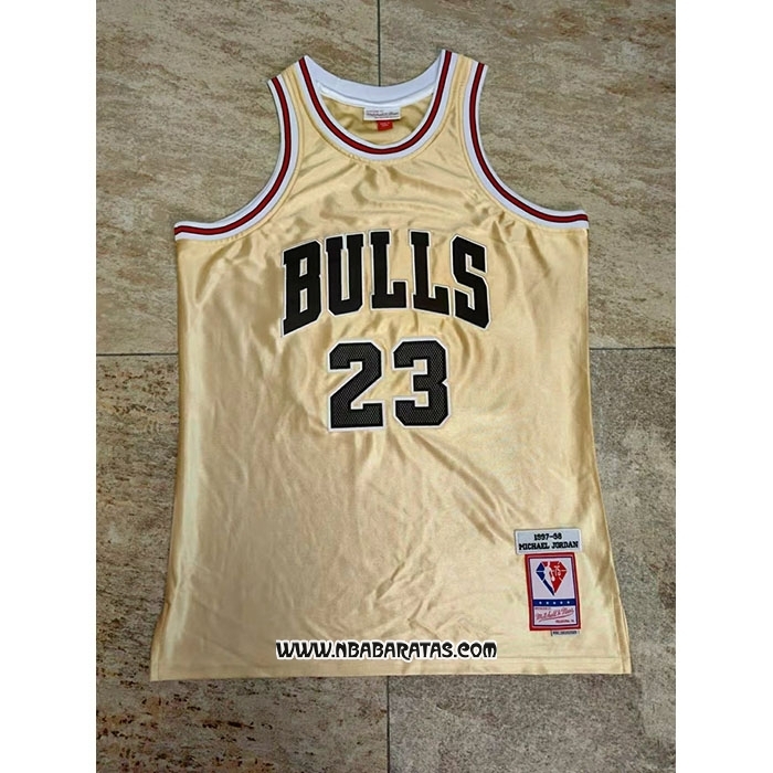 Camiseta Chicago Bulls Michael Jordan #23 75th Anniversary Mitchell & Ness 1997-98 Oro